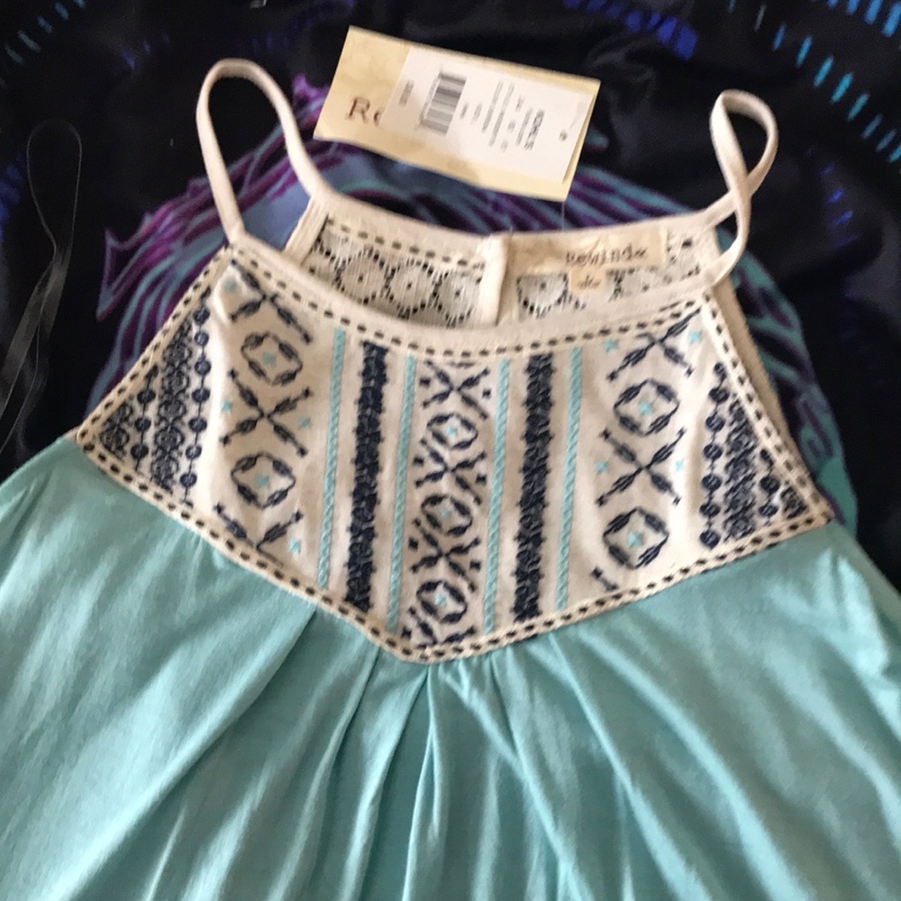 NWT soft blue tank top with stitching detail